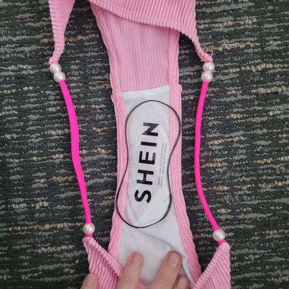 Shein Pink Corduroy Pearl Bikini - Picture 4 of 4